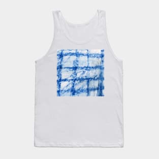 Abstract boho, Scandinavian monochrome background. Blue-white watercolor with marble texture cage. Best for the print, fabric, poster, wallpaper, cover and packaging. Tank Top